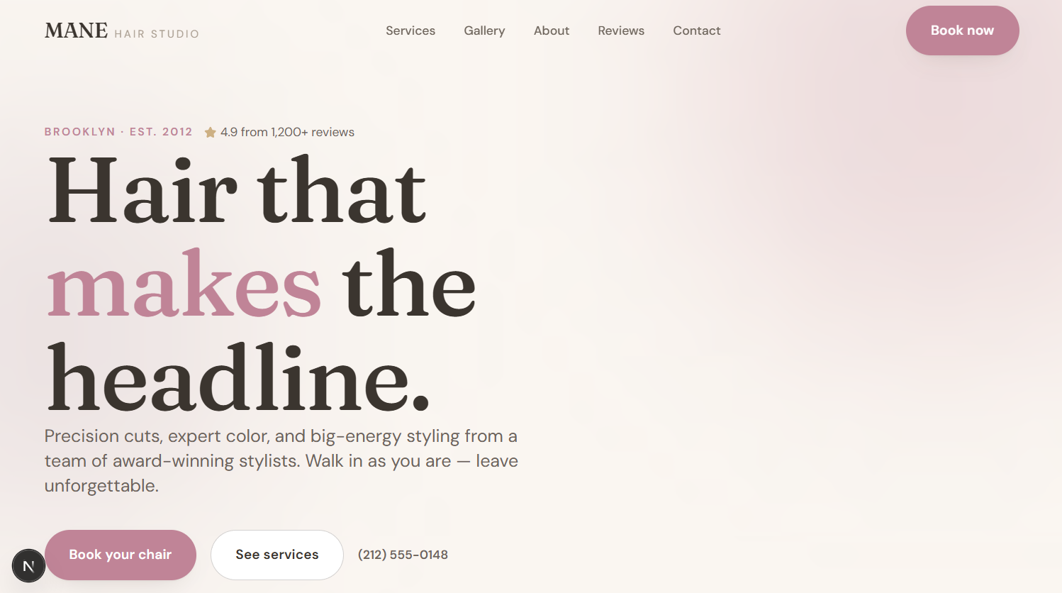 MANE — Hair Studio Website preview