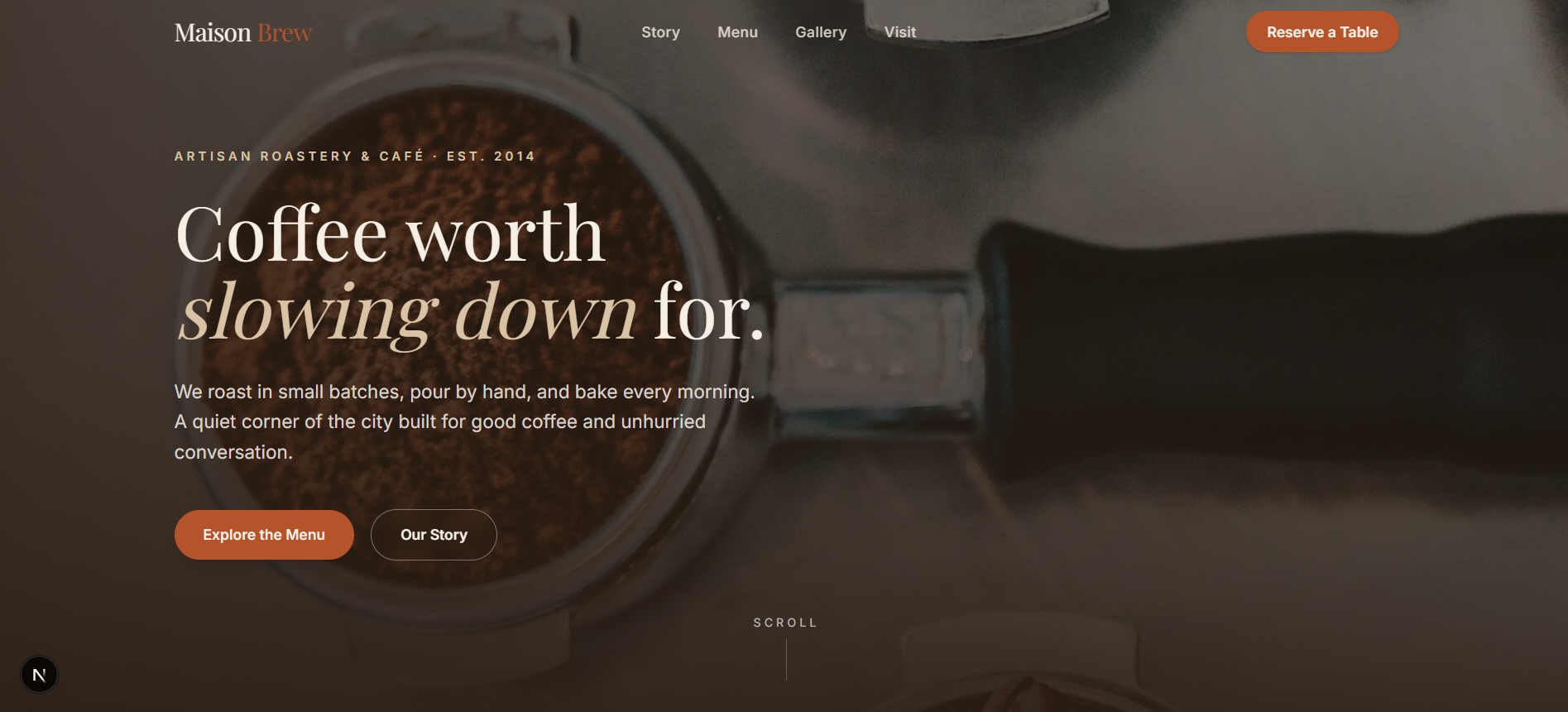 Maison Brew — Artisan Café Website preview